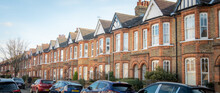 London-  Residential Street Of Terraced Houses In Northfields, Ealing West London
