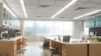 spacious laboratory interior. 3d illustration