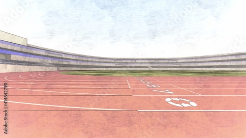 陸上競技場 スタジアム 無観客 屋根なし イラスト16 Abstract Wall Mural Abstra Hiro Studio