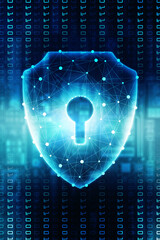 2d illustration technology cyber security in shield