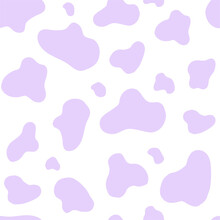 Purple Cow Seamless Pattern. Vector Abstract Background With Hand Drawn Stains On A White Background