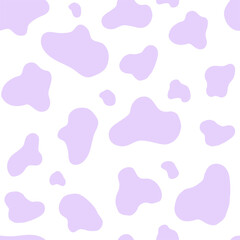 Wall Mural - Purple cow seamless pattern. Vector abstract background with hand drawn stains on a white background