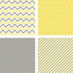 Wall Mural - Yellow gray trendy minimal seamless patterns. Abstract geometric vector backgrounds for wallpaper, fabric print, wrapping paper