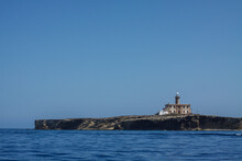 View From The Sea Of The Island Of Alboran In The Mediterranean Sea Between Europe And Africa