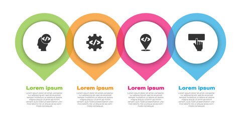 Set Front end development, , and Keyboard. Business infographic template. Vector.