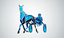 Trotting. Horse Riding In A Race Track. Vector Illustration