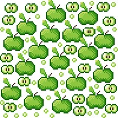 Wall Mural - Green apples pattern pixel art. Pattern background.