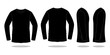 © Sansom - Blank black long sleeve t-shirt template on a white background. Front, back and side views, vector File