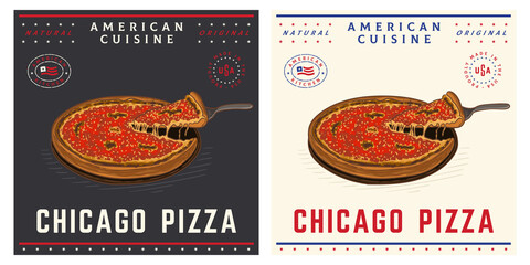 Poster - Chicago Deep Pan pizza style american food