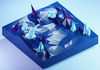 Low poly space locations for games . 3D illustration