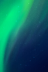 Sticker - Night starry sky and Northern lights. Green aurora borealis