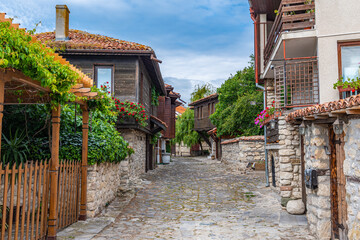 Wall Mural - Traditional street in the old town of Nessebar, Bulgaria