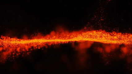 Wall Mural - Particles light over black background. Abstract dark glitter fire particles lights.