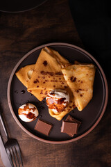 Close up of freshly baked pancakes on a plate