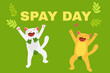 Spay Day illustration. Funny Cats . Cartoon vector drawing.