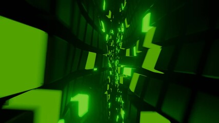 Wall Mural - Abstract green cubes pattern with green lights using as modern background, 3d animation seamless looping