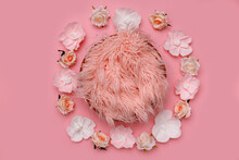 Digital Newborn Background. Newborn Floral Backdrop With Pink Flowers.