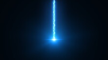 Laser Beam Falls From Top To Bottom, 3d Rendering Backdrop. Computer Generated An Electric Discharge