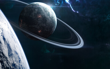 planets in deep space. beautiful space landscape. science fiction. elements of this image furnished 