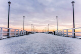 Fototapeta Fototapety z morzem do Twojej sypialni - Wschód słońca zimą Molo Brzeźno Przymorze Gdańsk Poland beach sea
Sunrise Sunset winter
