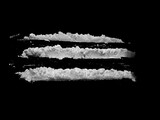 Fototapeta Krajobraz - Cocaine drug powder lines on black background