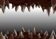 3d Monster Open Mouth With Crooked Sharp Teeth Ready To Bite, View From Inside The Cavity, Vector Illustration