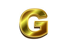 3d Golden Letter G. Luxury Gold Alphabet On White Background