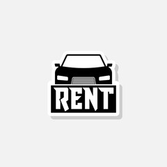 Poster - Rent a car sticker icon isolated on white background 