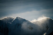 Storm on the snowy peak in he Pyrenees mountains
