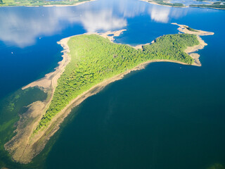 Poster - Aerial view of Mamry Lake and Upalty island - the biggest Masurian island, Mazury, Poland