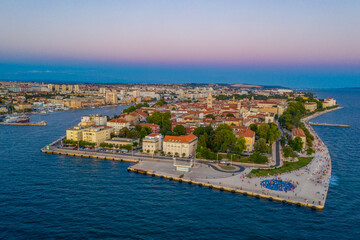 Wall Mural - Sunset aerial view of Croatian town Zadar