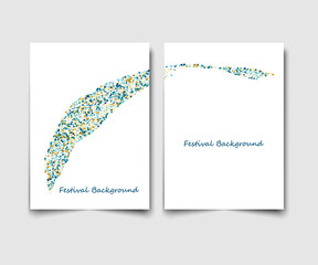 Set of two vector templates with multicolored glitter on a white background.