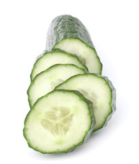 Wall Mural - Cucumber slices  isolated on white background cutout