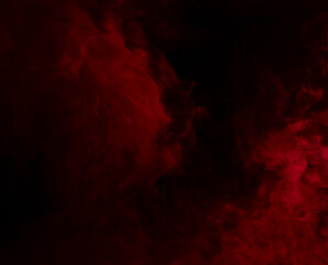 Sticker - Abstract background of chaotically mixing puffs of red smoke on a dark background