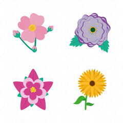 Canvas Print - beautiful flowers icon set, colorful design