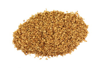 Wall Mural - Buckwheat flakes isolated on white background. Healthy buckwheat flakes. Healthy food.