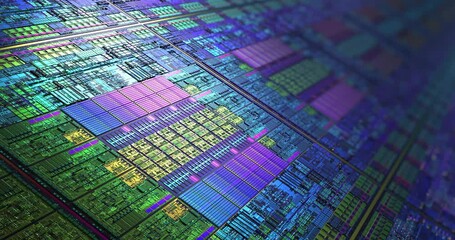Canvas Print - silicon semiconductor lithography technology background. system on a chip soc concept. manufacturing