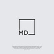 Letter MD Logo design with square frame line business consulting concept