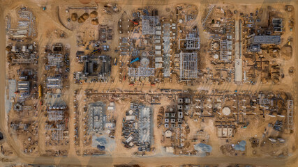 construction site oil and refinery plant aerial view in thailand