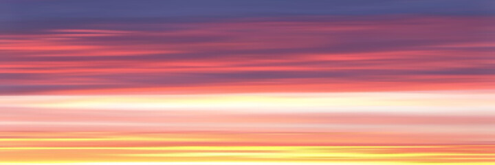 Wall Mural - Panoramic view of the picturesque sky. Vector realistic sunrise.	