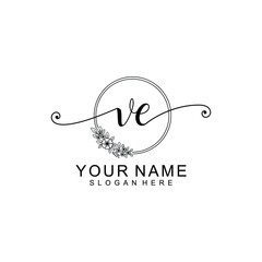 VE Initial handwriting logo template vector