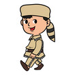Cartoon Boy Wearing Coonskin Cap