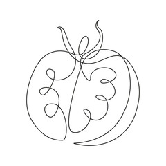 Aufkleber - One continuous line drawing tomato. Fresh slice healthy organic vegetable concept for veggie garden icon. Modern minimalistic graphic design vector illustration for logo
