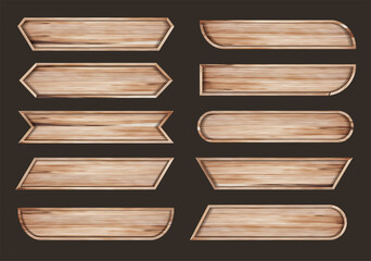 Aufkleber - Vector wooden sign boards with headline title bar design template