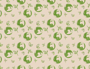 Abstract. seamless pattern Happy earth day background. Design for pillow, print, fashion, clothing, fabric, gift wrap, mask face. Vector.