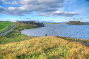 Wall Mural - Skutustadagigar pseudocraters situated on Myvatn lake in Iceland