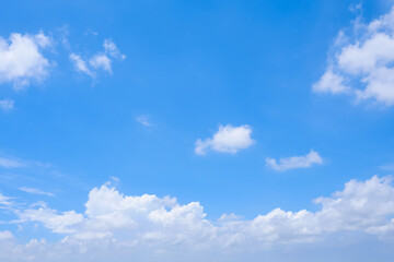 beautiful in nature of cloudscape the blue sky with white fluffy cloud fresh ozone in morning of sunny day for landscape and blur background