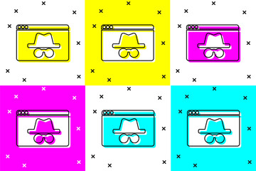 Poster - Set Browser incognito window icon isolated on color background. Vector.