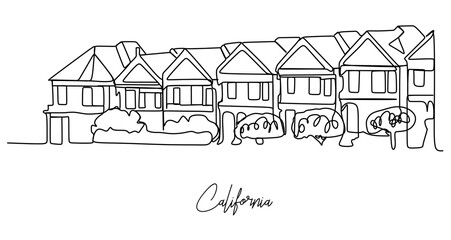 Wall Mural - California city of the USA skyline - continuous one line drawing