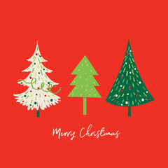 Wall Mural - Sets of Christmas tree with red and green color, vector illustration